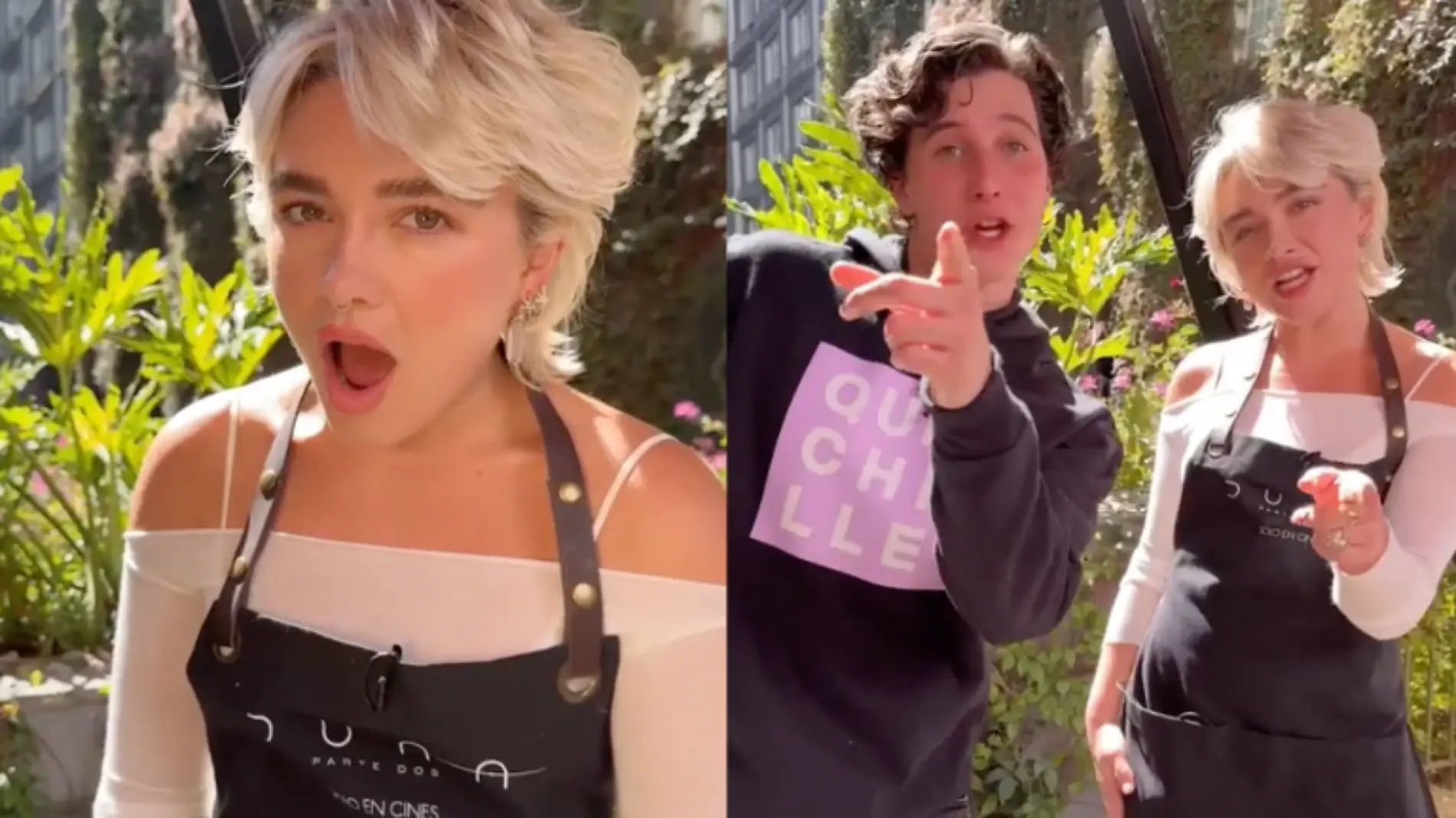 Florence Pugh  cocina taquitas al pastor con Robe Grill